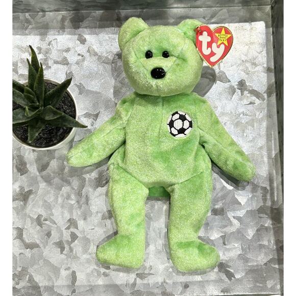 TY Beanie Baby Soccer Bear “Kicks” WORLD CUP DREAMING MINT‎ PLUSH Vintage 1998 - Picture 2 of 3